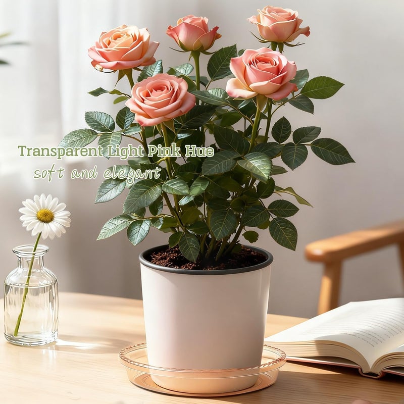 SupKing 6 Pack Plant Saucers (6inch /8inch /10inch) Heavy Sturdy Plant Trays for Indoor Outdoor Plastic Flower Pot Saucers Thicker Plant Water Drip Trays for pots -Green/Yellow/Pale Pink - Image 2
